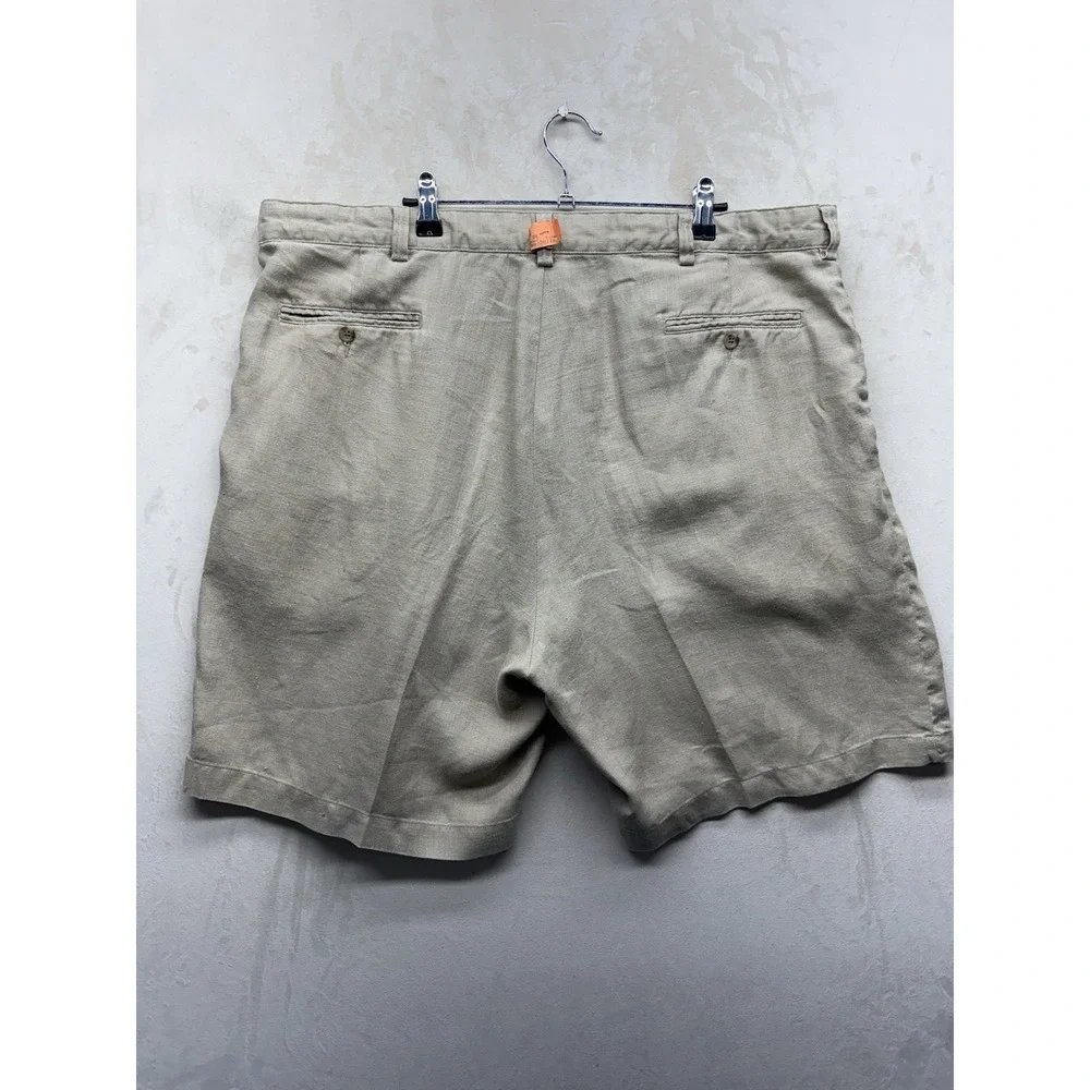 VTG Polo Ralph Lauren Linen Tyler Shorts Mens 40 Beige Pleated Chino Preppy